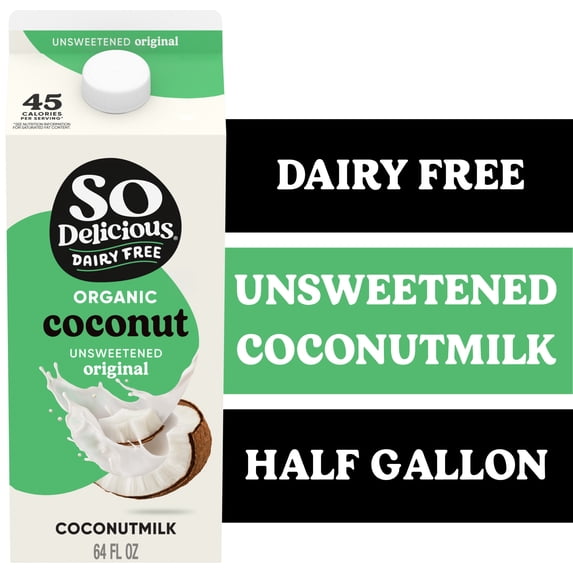 So Delicious Dairy Free Unsweetened Original Organic Coconutmilk, 64 fl oz Carton