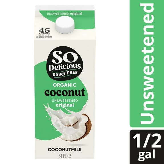 So Delicious Dairy Free Unsweetened Original Organic Coconutmilk, 64 fl oz Carton