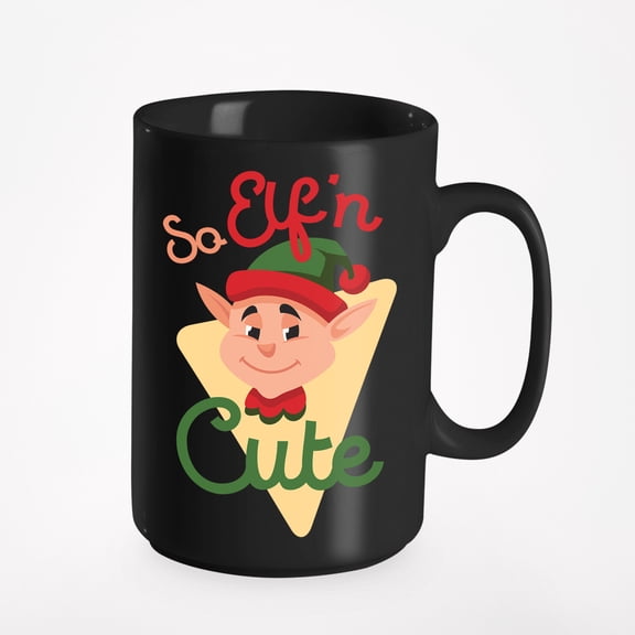 So Elf'n Cute with Elf, Black 15oz Ceramic Mug