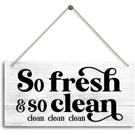 So Fresh And So Clean Bathroom Signs - Funny Bathroom Sign Decor Farmhouse, Bathroom Wall Decor, Bathroom Shelf Decor, Funny Bathroom Wall Art, Bathroom Decor 12x6 Inch