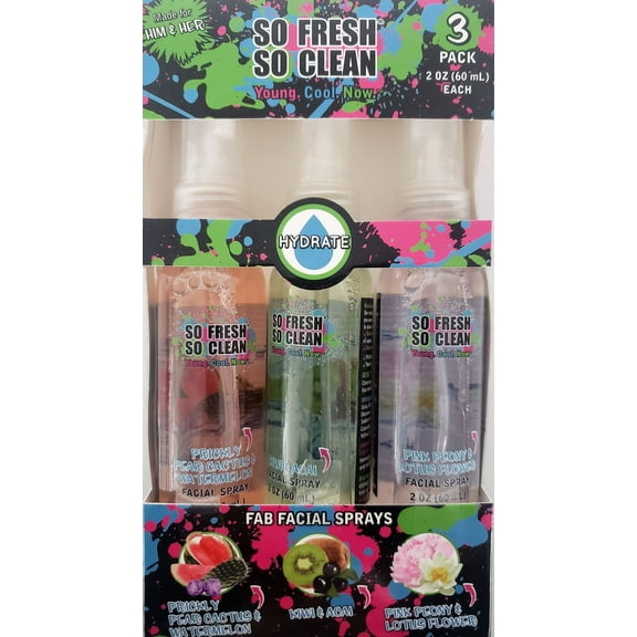 So Fresh So Clean 3 Pack Fab Facial Sprays, For Him & Her - Hydrate