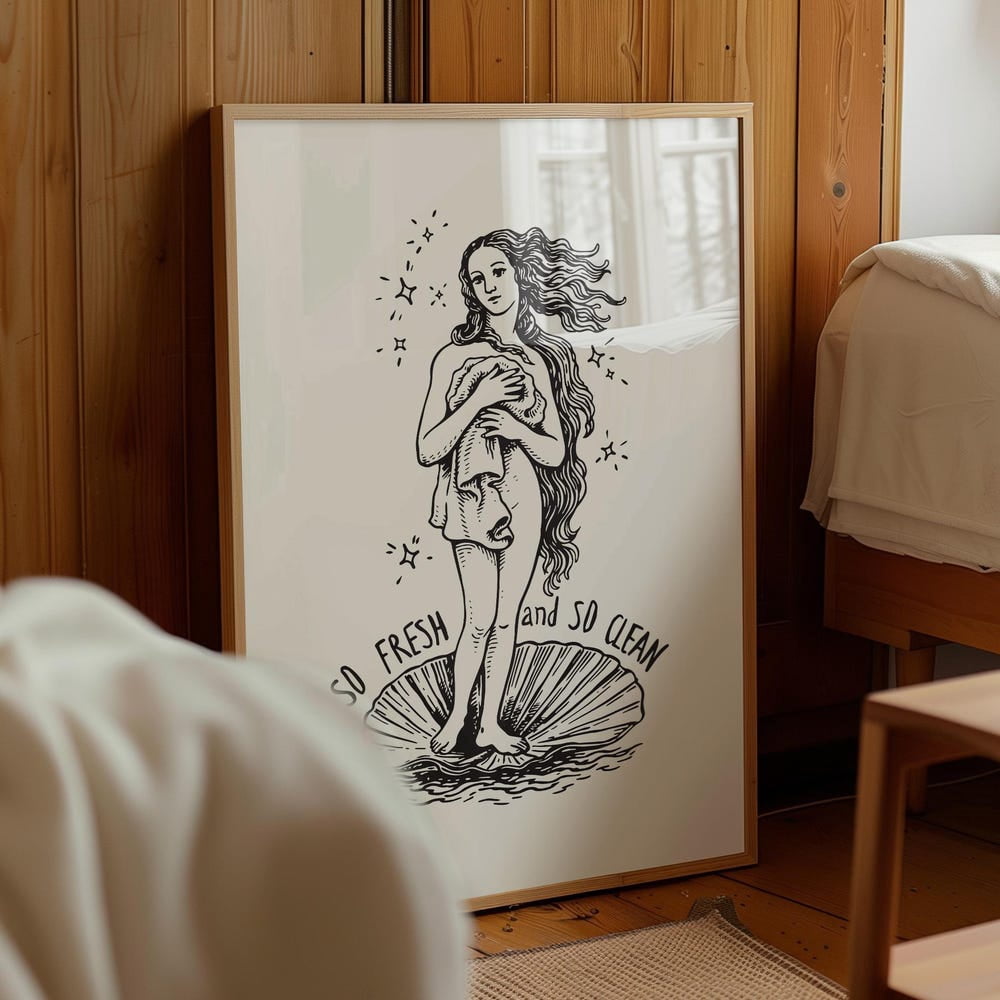 So Fresh So Clean Toilet Poster, Black And White Venus Paper - Walmart.com