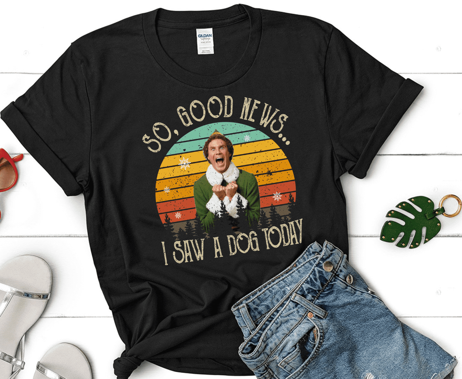 So Good News I Saw A Dog Today Vintage T Shirt Christmas Gifts Buddy The Elf T Shirt Elf Movie T Shirt