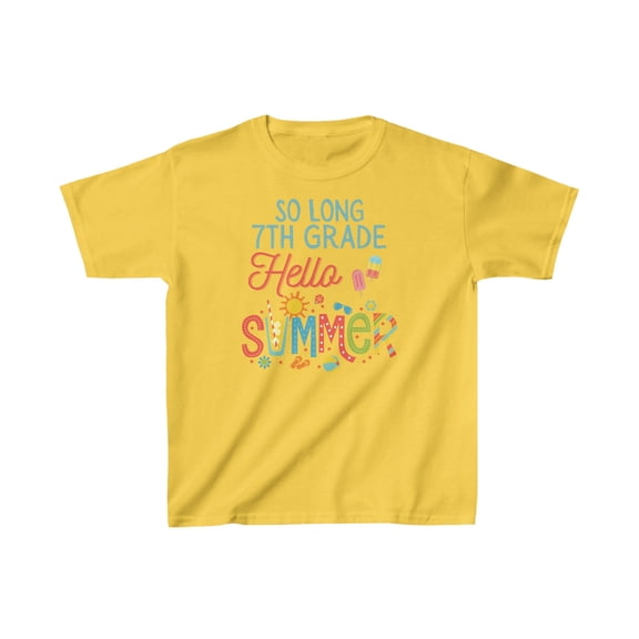 So Long 7th Grade Hello Summer, Last Day of School Kids Heavy Cotton⢠Tee