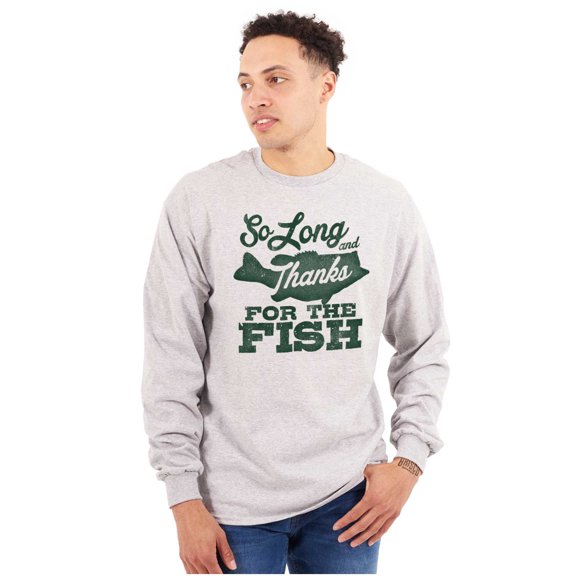 So Long and Thanks For The Fish Plus Size Long Sleeve Graphic Tee Shirt Brisco Brands 3X