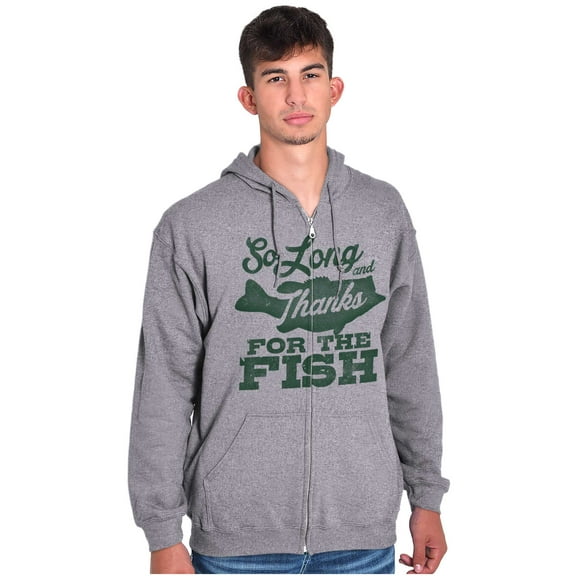 So Long and Thanks For The Fish Zip Up Hoodie Men's Women's Brisco Brands S
