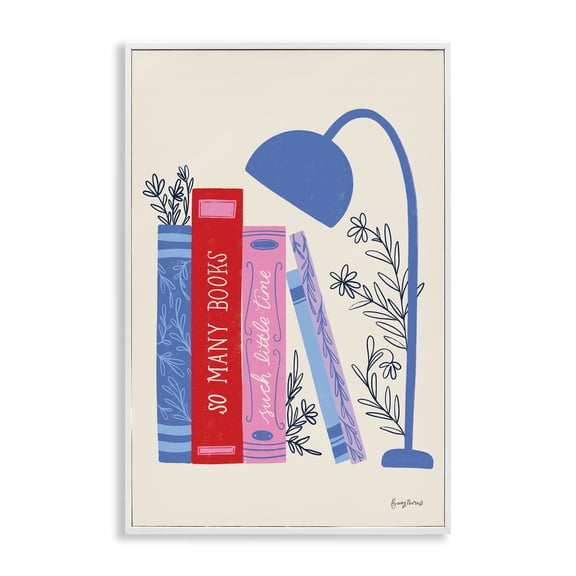 Stupell Industries So Many Books Little Time White Framed Giclee Art, design by Becky Thorns, 24 x 16