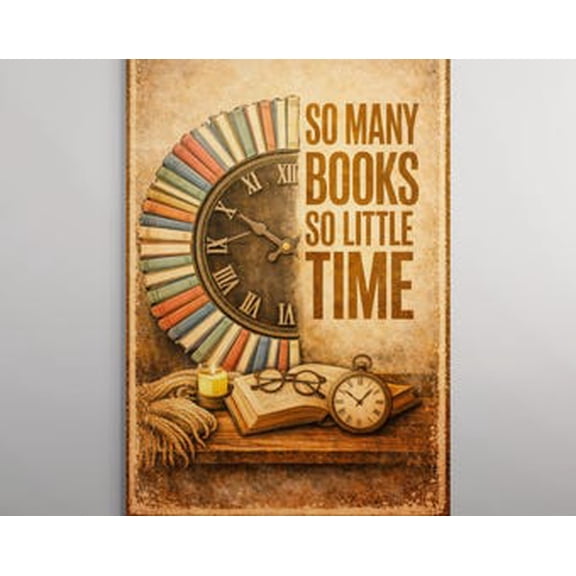 So Many Books So Little Time Poster, Vintage Book Lover Wall Art, Library Reading Decor, 24x36 UNFRAMED