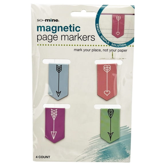 So-Mine 4ct Magnetic .75"x 1.5" Page Markers in Assorted Styles 2 pk 2 styles