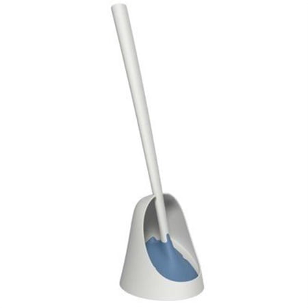 So-Mine SM046 Sanimaid White Handle Blue Head Floor Toilet Brush Stand