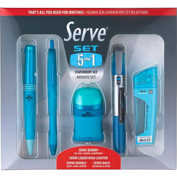 So-Mine, SRV5IN1SET07FM, Serve 5 in 1 Stationery Set, 1 Each, Blue