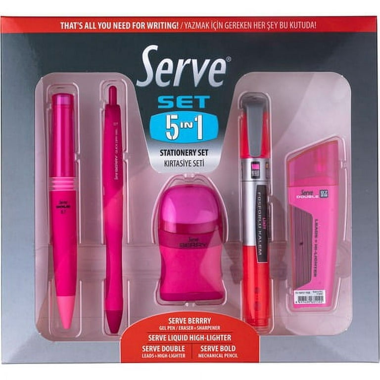 So-Mine Serve 5 in 1 Stationery Set - Pink - 1 Each So-Mine Serve 5 in 1 Stationery Set - Pink - 1 Each