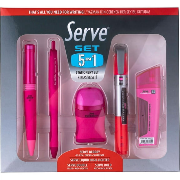 So-Mine Serve 5 in 1 Stationery Set - Pink - 1 Each