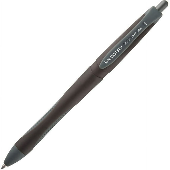 So-Mine Serve Berry Quick Dry Retract Gel Ink Pen - Medium Pen Point - 0.7 mm Pen Point Size - Retractable - Black Gel-based Ink - Black Barrel - 1 Each | Bundle of 5 Each