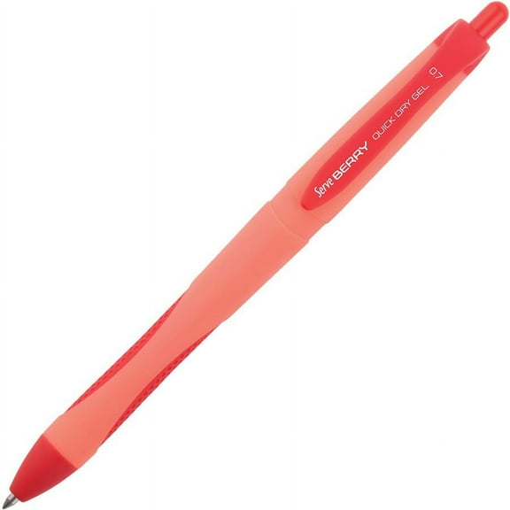 So-Mine Serve Berry Quick Dry Retract Gel Ink Pen - Medium Pen Point - 0.7 mm Pen Point Size - Retractable - Red Gel-based Ink - Red Barrel - 1 Each | Bundle of 2 Each