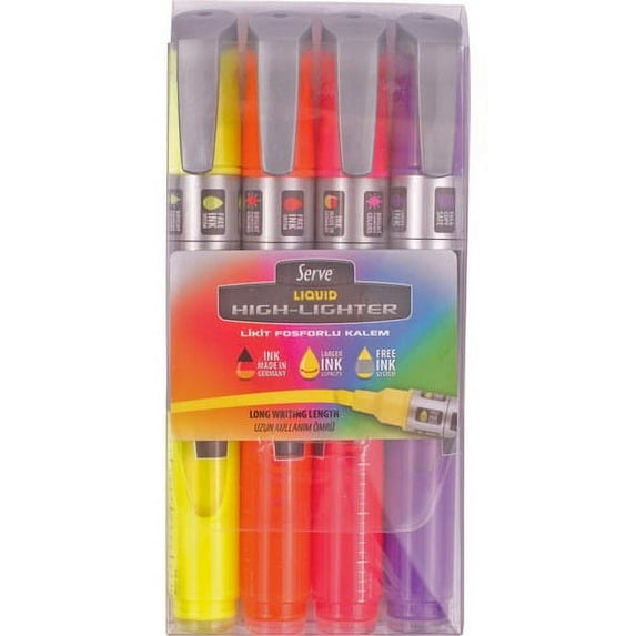 So-Mine Serve Jumbo Liquid Highlighter - Chisel Marker Point Style - Fluorescent Assorted Pigment-based, Liquid Ink - 1 Each | Bundle of 10 Sets