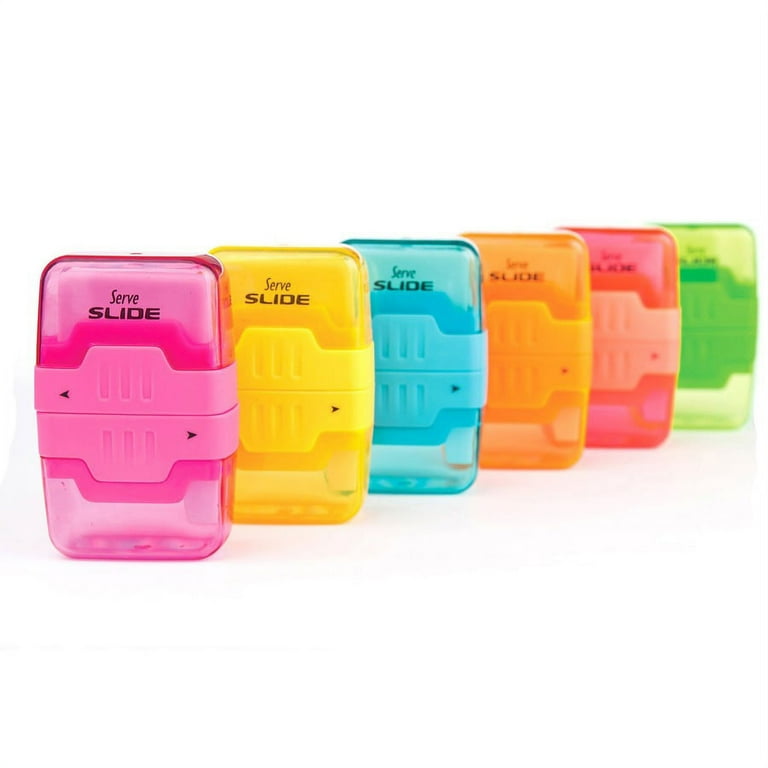 Serve Slide Eraser & Sharpener - Plastic - Multicolor - 1 Each Serve Slide Eraser & Sharpener - Plastic - Multicolor - 1 Each
