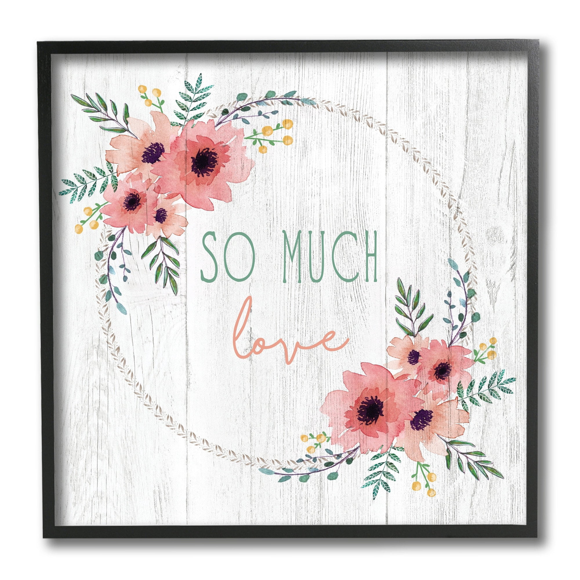 Stupell Industries So Much Love Phrase Pink Floral Poppies,12 x 12,Designed by Elizabeth Tyndall