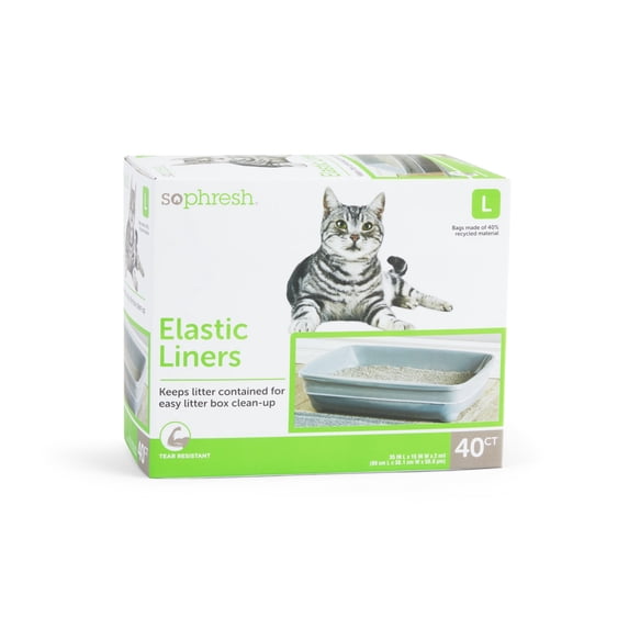 So Phresh Elastic Cat Litter Box Liners 36" L X 14" W Count of 40
