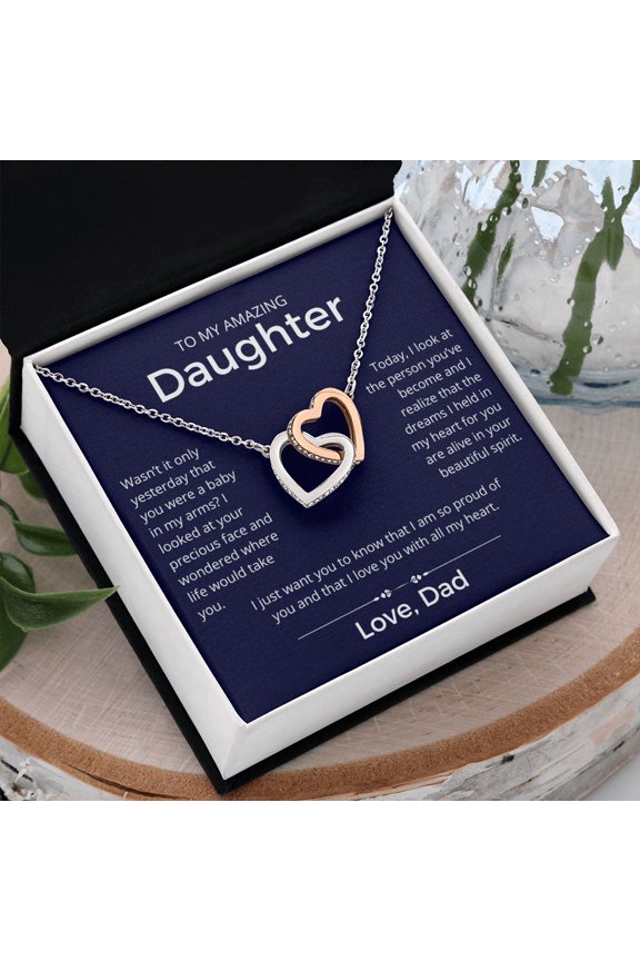 So Proud Of You, Interlocking Hearts Necklace For Daughter, Multi Interlocking Heart Necklace