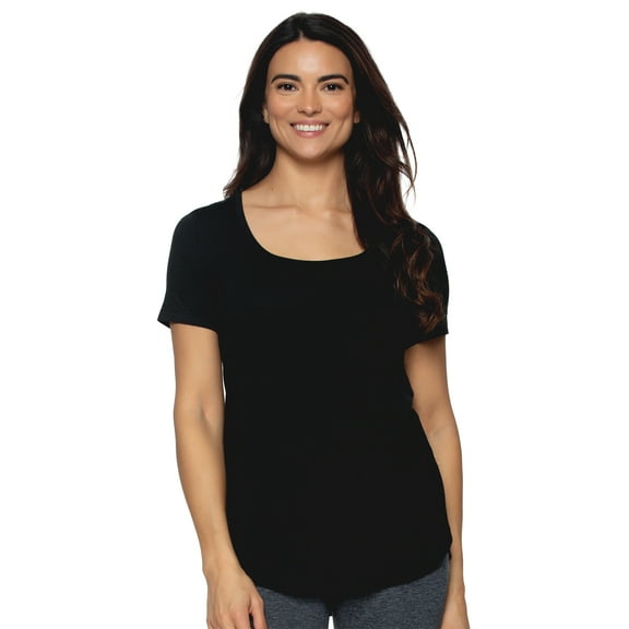 So Smooth Modal Scoop Neck Tee | Felina (Black, Large)