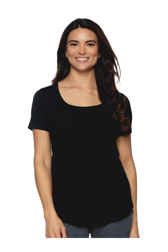 So Smooth Modal Scoop Neck Tee | Felina (Black, X-Large)