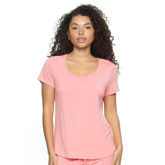 So Smooth Modal Scoop Neck Tee | Felina (Salmon Rose, Large)