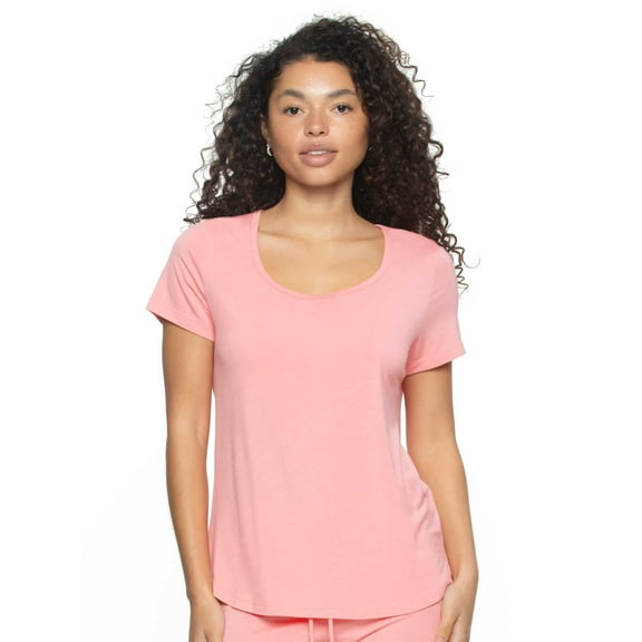 So Smooth Modal Scoop Neck Tee | Felina (Salmon Rose, Small)