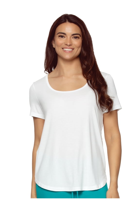 So Smooth Modal Scoop Neck Tee | Felina (White, Large)