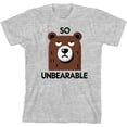 thumbnail image 1 of So Unbearable Youth Heather Gray Crew Neck Short Sleeve Tee-XXL, 1 of 4