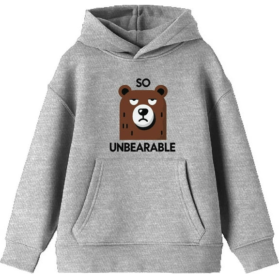 So Unbearable Youth Heather Gray Long Sleeve Hoodie-Medium