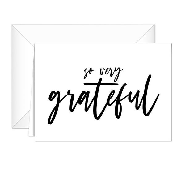 So Very Grateful Thank You Note Cards / 24 Everyday Greeting Cards With White Envelopes / Wedding Bridal Baby Shower Greeting Cards