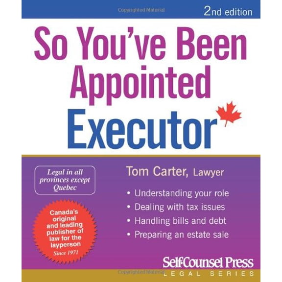 Pre-Owned So You've Been Appointed Executor by Tom Carter (Paperback) English