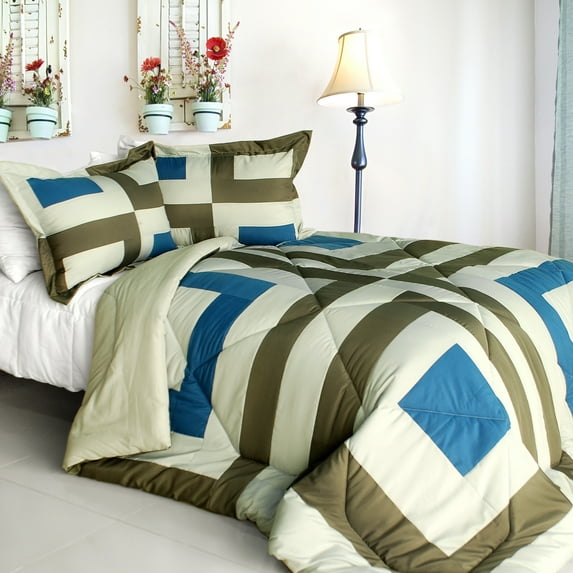 So Young Quilted Patchwork Down Alternative Comforter Set-Queen