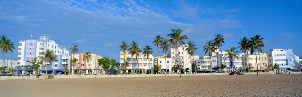 SoBe Miami Beach Florida Canvas Art - Panoramic Images (27 x 9)