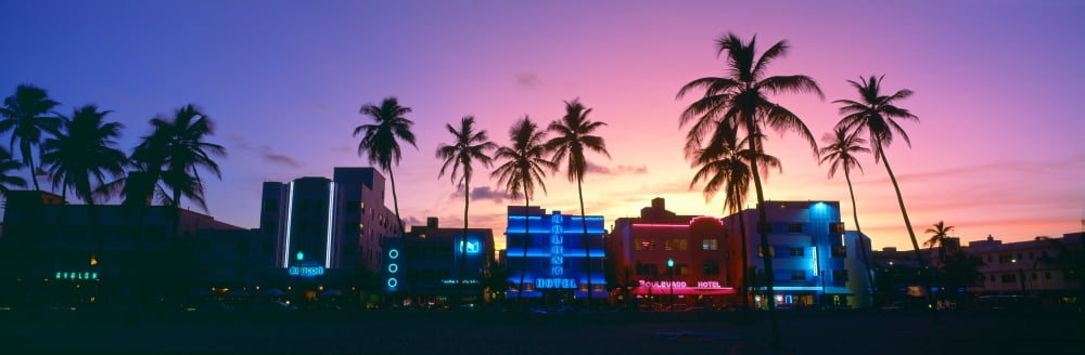 SoBe Miami Beach Florida Canvas Art - Panoramic Images (27 x 9)