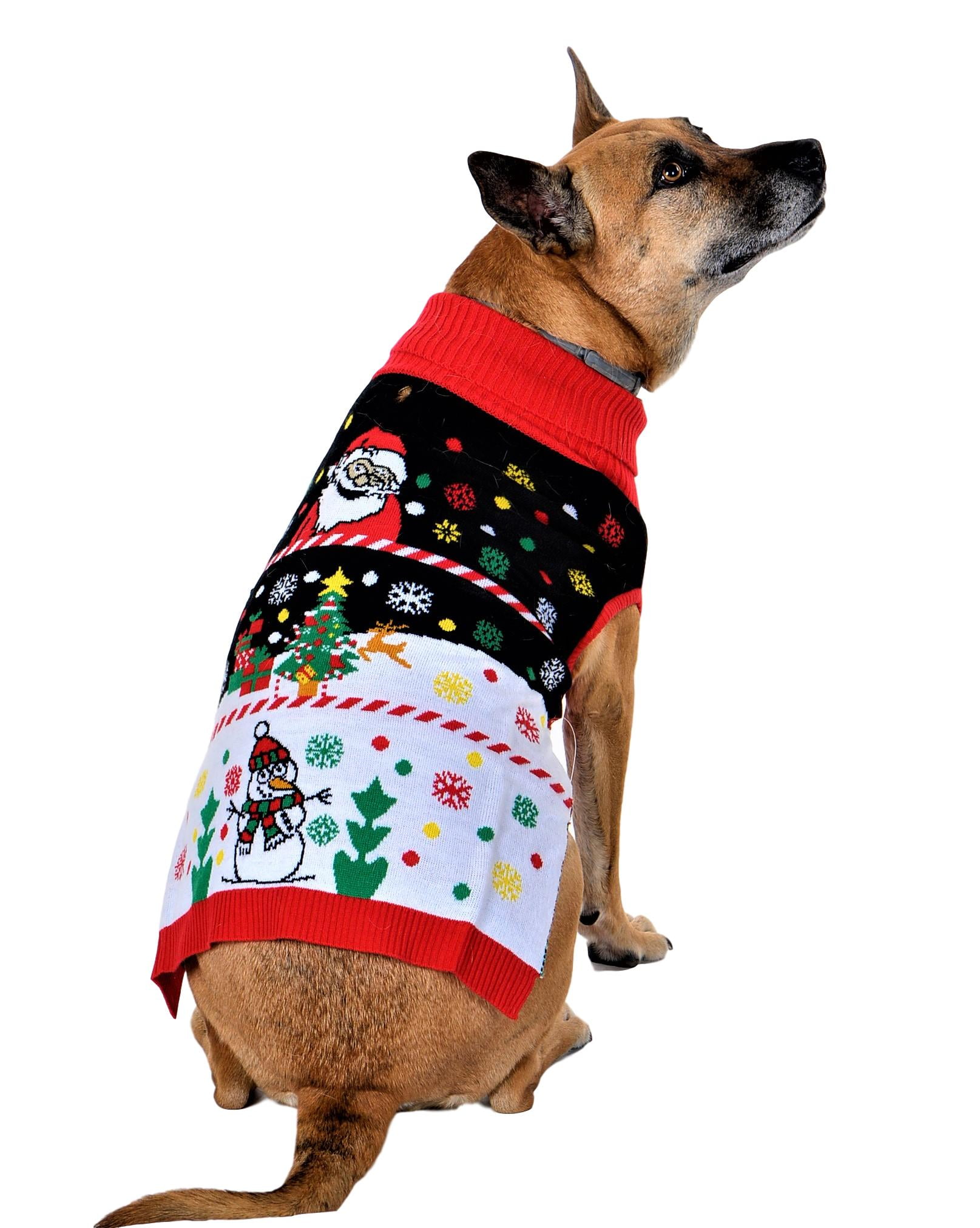 SoCal Look Dogs Christmas Sweaters Deer Snowman Pullover Medium Black