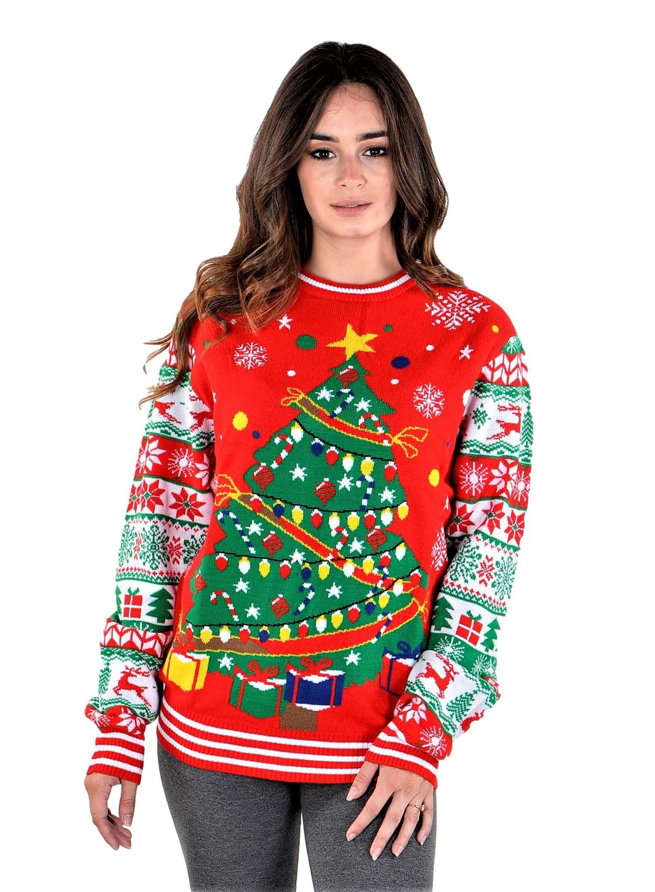 SoCal Look Women's Ugly Christmas Sweater Christmas Tree Pullover Large ...