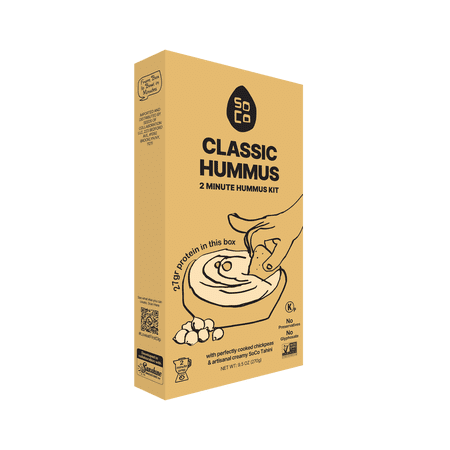 SoCo Classic Hummus 2 Minuts Kit No Preservatives Always Fresh Gluten free Vegan certified Non-GMO Pack of 1