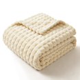 thumbnail image 1 of SoComfy by Bedelite Beige 3D Checkered Fleece Throws, 80"x60", 1 of 8