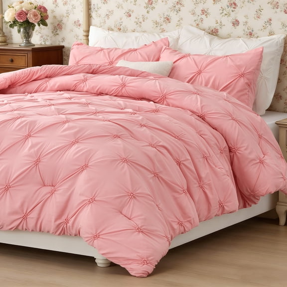 SoComfy by Bedelite Comforter Set - Boho Pintuck Bedding Comforter Sets, Lightweight Soft & Warm King Bedding Set for All Season