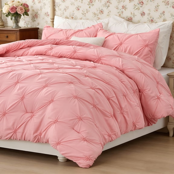 SoComfy by Bedelite Boho Pintuck Comforter Set, Soft Lightweight All-Season Bedding, Queen