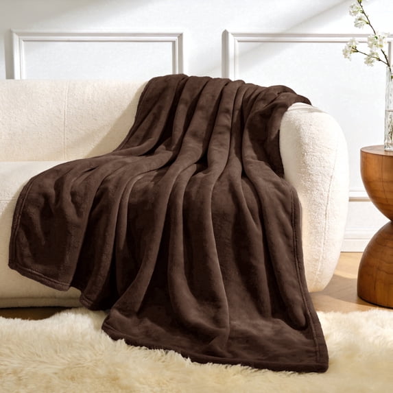 SoComfy by Bedelite Flannel Fleece Twin Blanket, Soft Plush Warm Lightweight,60 x 80 in, Brown