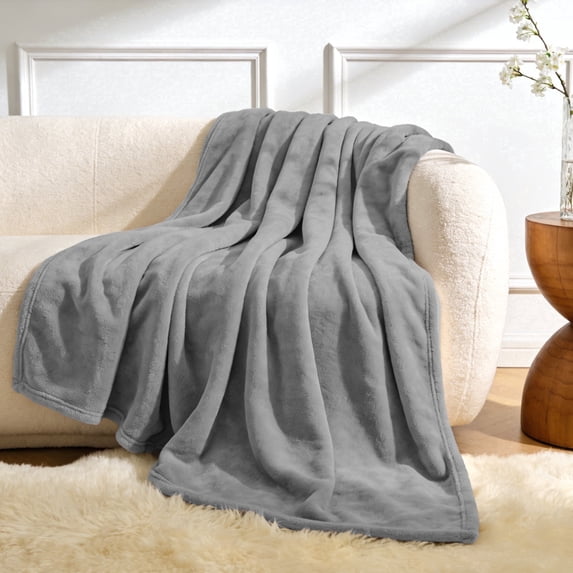 SoComfy by Bedelite Flannel Fleece Twin Blanket, Soft Plush Warm Lightweight,60 x 80 in, Grey