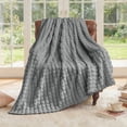 thumbnail image 1 of SoComfy by Bedelite Throw 3D Checkered Fleece Blanket, Soft Plush Lightweight, Grey, 50 x 60 in, 1 of 7
