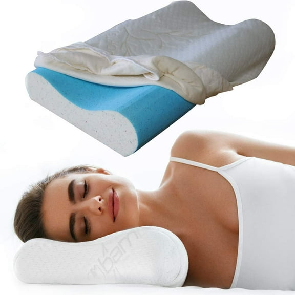 SoCool Neck Pillow for Side Sleepers - Cooling Memory Foam Pillows for Neck and Shoulder Pain, Spine Align Contour Pillow (Medium Ergonomic Pillow with Hypoallergenic Cotton Cover)