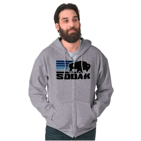 SoDak South Dakota Buffalo Vacation Unisex Fleece Graphic Zip Up Hoodie Brisco Brands 2X