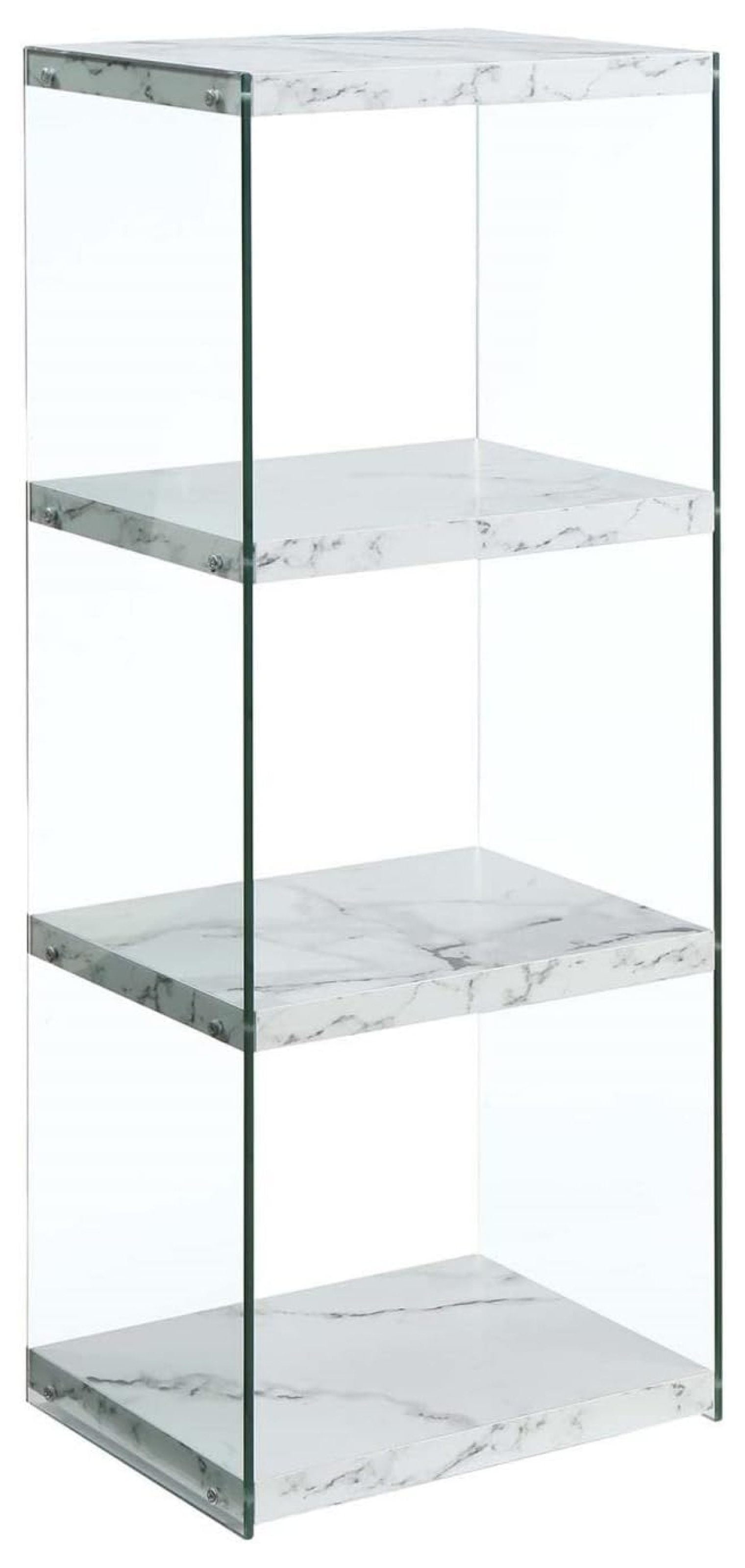 SoHo 4 Tier Tower Bookcase, White Faux Marble