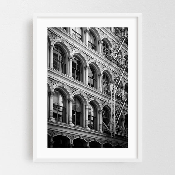 SoHo Architectural 04 - Manhattan New York Photography White Framed Wall Art Print 12 x 18 inches