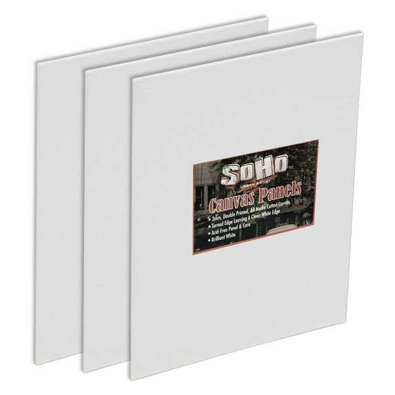 SoHo Artist Cotton Canvas All Media Panels - 9x12 - 3 Pack of Double Primed Cotton Acid-Free Panels Bonded Canvases for Paintings, Artwork and More